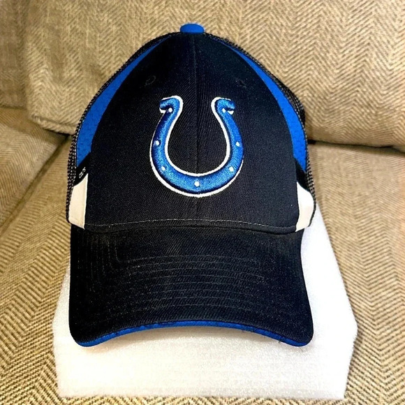 NFL INDIANAPOLIS COLTS FOOTBALL CAP HAT BLK/NAVY REEBOK S/M USED - Picture 1 of 9